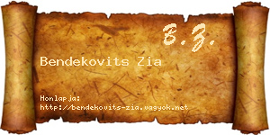 Bendekovits Zia névjegykártya